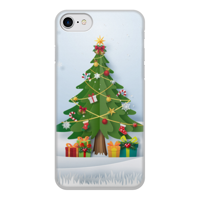 Printio Чехол для iPhone 8, объёмная печать Елка с подарками цена и фото