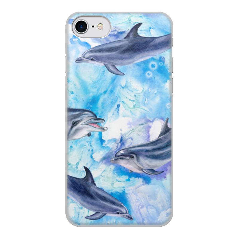 Printio Чехол для iPhone 8, объёмная печать Дельфины