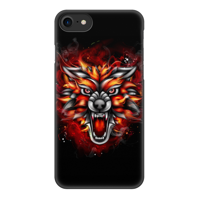 Printio Чехол для iPhone 8, объёмная печать Wolf & fire