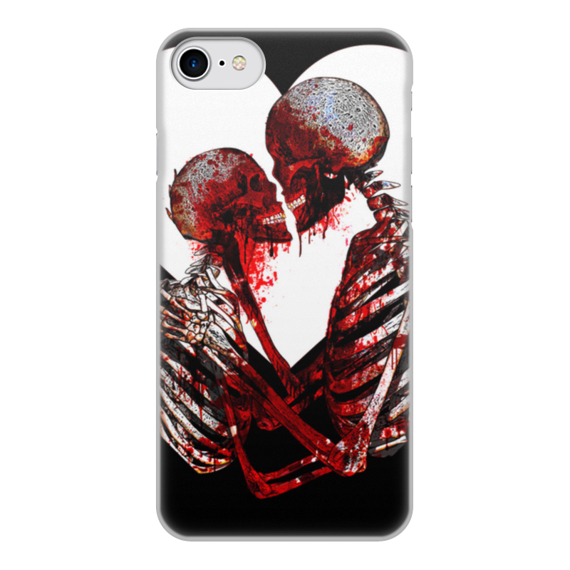 Printio Чехол для iPhone 8, объёмная печать Черная кровь и красный поцелуй