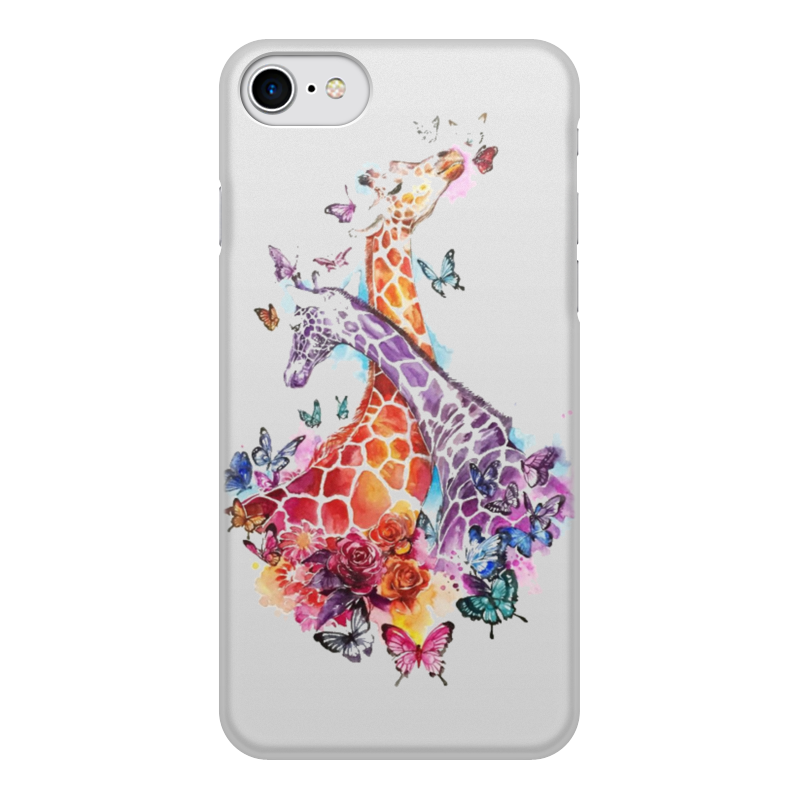 Printio Чехол для iPhone 8, объёмная печать Жирафы и бабочки printio чехол для iphone 7 объёмная печать жираф