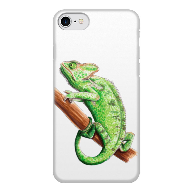 Printio Чехол для iPhone 8, объёмная печать Зеленый хамелеон на ветке printio чехол для iphone 8 объёмная печать хамелеон