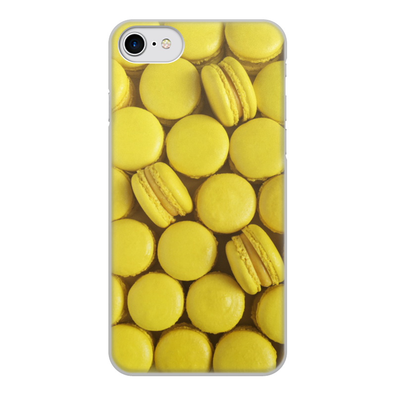 Printio Чехол для iPhone 8, объёмная печать Пирожные макаронс желтые
