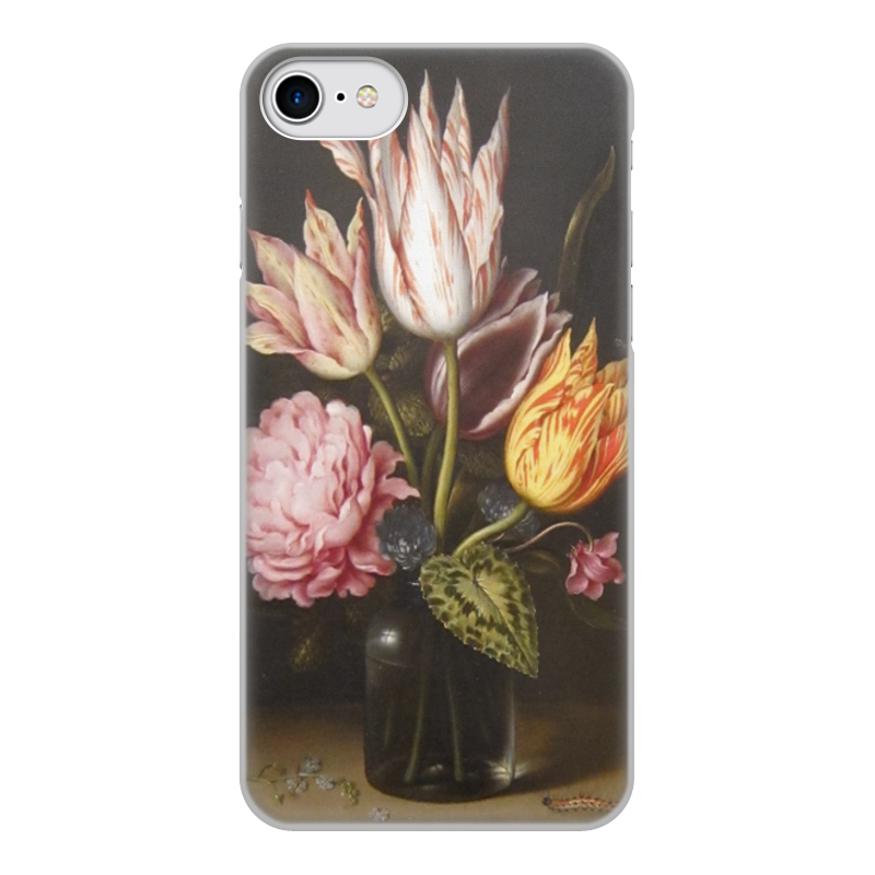 Printio Чехол для iPhone 8, объёмная печать Букет из тюльпанов, роз, клевера, и цикламен