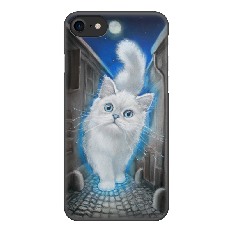 Printio Чехол для iPhone 8, объёмная печать Лунный кот printio чехол для iphone 8 объёмная печать любопытный кот