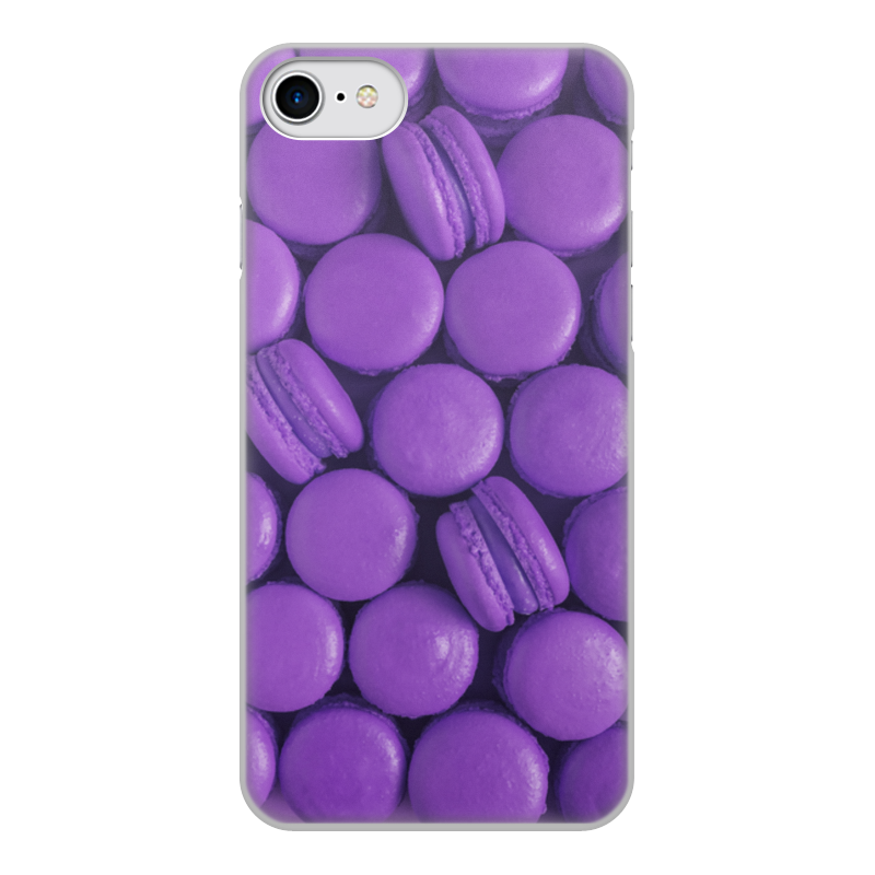 Printio Чехол для iPhone 8, объёмная печать Пирожные макаронс фиолетовые