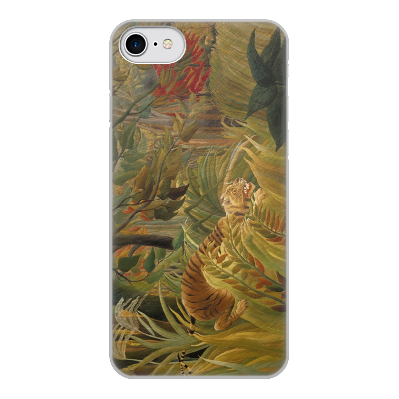 Printio Чехол для iPhone 8, объёмная печать Нападение в джунглях (картина анри руссо) printio конверт средний с5 нападение в джунглях картина анри руссо