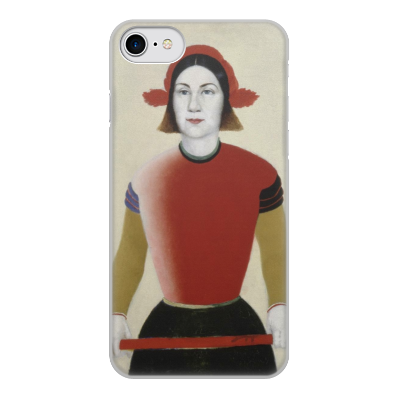 Printio Чехол для iPhone 8, объёмная печать Девушка с красным древком (малевич)