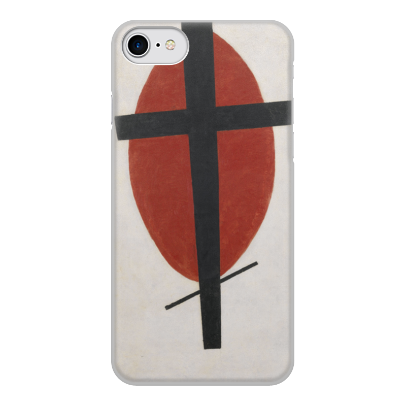 Printio Чехол для iPhone 8, объёмная печать Супрематизм (черный крест на красном овале)