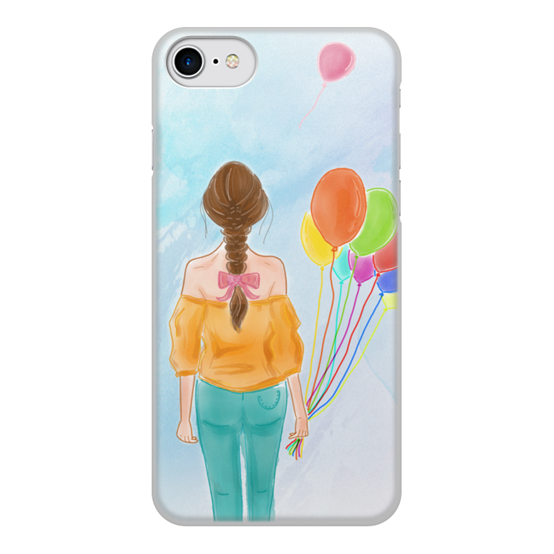 Printio Чехол для iPhone 8, объёмная печать Девушка с воздушными шарами printio чехол для iphone x xs объёмная печать девушка с воздушными шарами