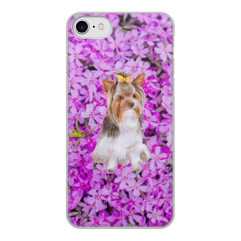 Printio Чехол для iPhone 8, объёмная печать Цветы и пес