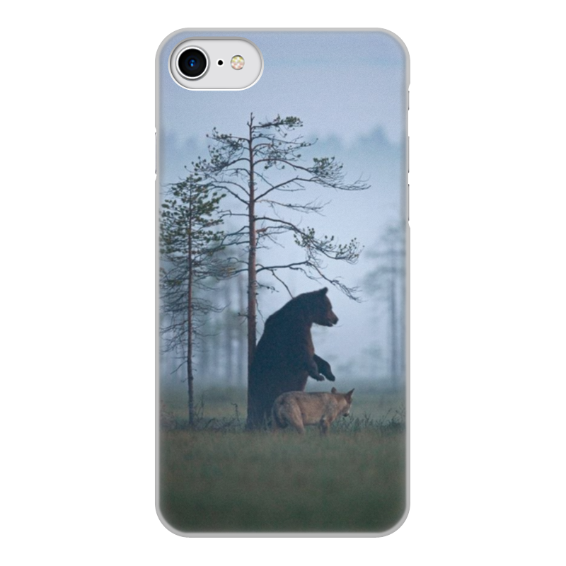 Printio Чехол для iPhone 8, объёмная печать Мишка и волк