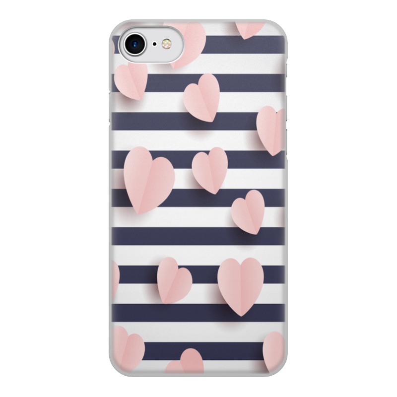 цена Printio Чехол для iPhone 8, объёмная печать Розовые сердечки