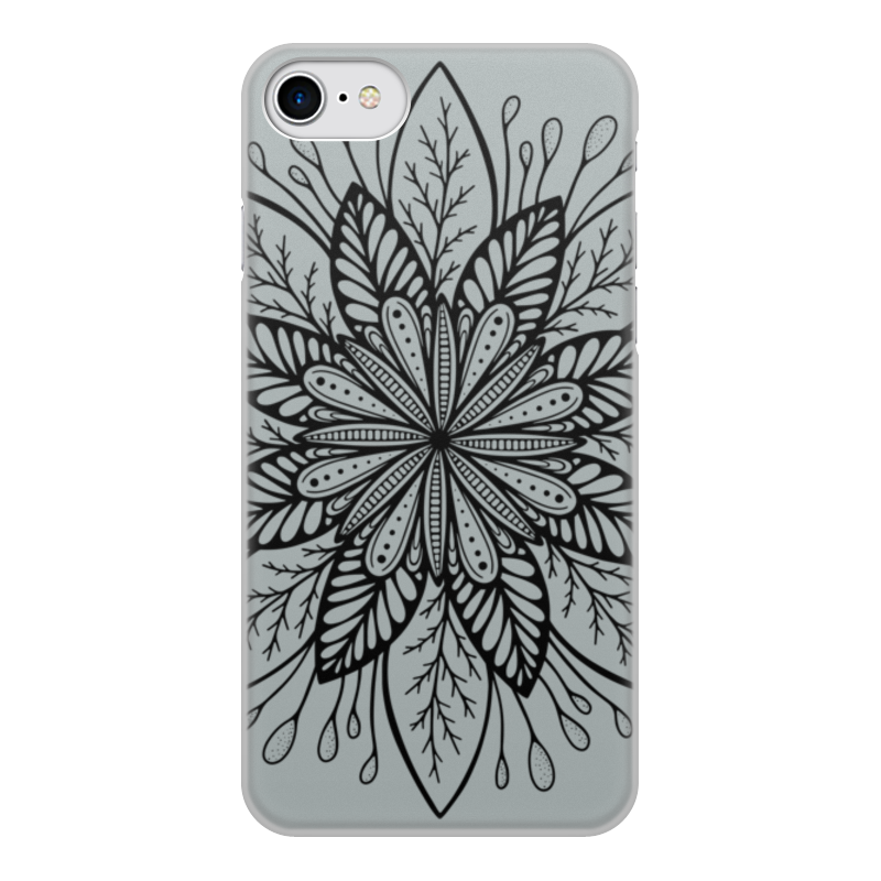 Printio Чехол для iPhone 8, объёмная печать Чёрно-белая растительная мандала printio чехол для samsung galaxy s8 объёмная печать чёрно белая растительная мандала