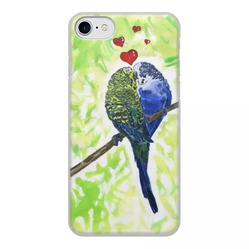 Заказать чехол для iPhone 8/8 Plus в Москве. Чехол для iPhone 8, объёмная печать Влюбленные попугайчики от Olia Shipilova - готовые дизайны и нанесение принтов.