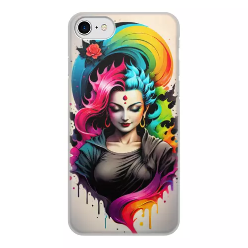 Заказать чехол для iPhone 8/8 Plus в Москве. Чехол для iPhone 8, объёмная печать Девушка с разноцветными волосами от Neuro Digital Art  - готовые дизайны и нанесение принтов.