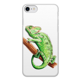 Заказать чехол для iPhone 8/8 Plus в Москве. Чехол для iPhone 8, объёмная печать Зеленый хамелеон на ветке от tigerda  - готовые дизайны и нанесение принтов.
