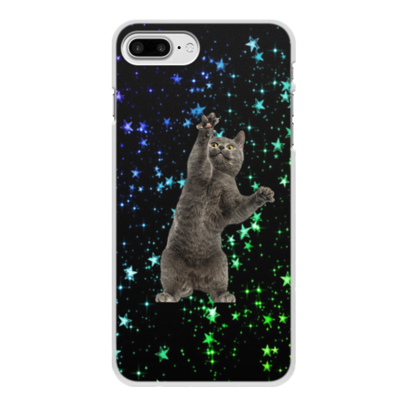Printio Чехол для iPhone 8 Plus, объёмная печать кот и звезды