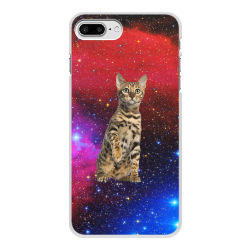 Printio Чехол для iPhone 8 Plus, объёмная печать кот в космосе