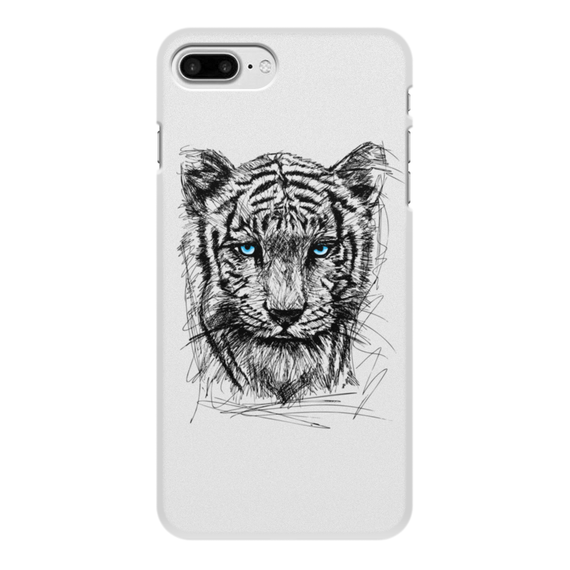 Printio Чехол для iPhone 8 Plus, объёмная печать Белый тигр