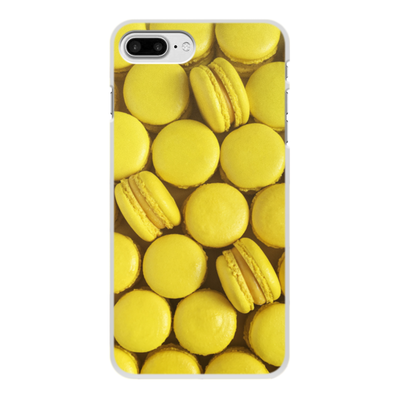 Printio Чехол для iPhone 8 Plus, объёмная печать Пирожные макаронс желтые