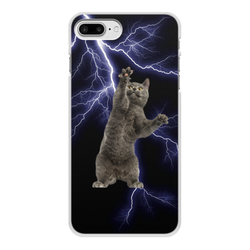 Printio Чехол для iPhone 8 Plus, объёмная печать кот и молния