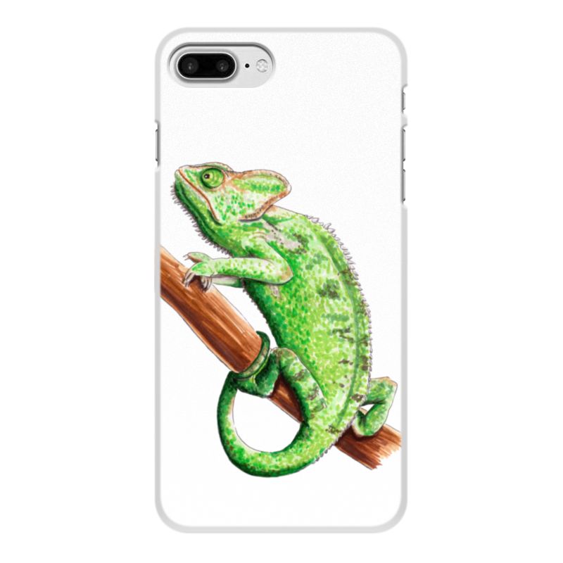 Printio Чехол для iPhone 8 Plus, объёмная печать Зеленый хамелеон на ветке printio чехол для iphone 8 plus объёмная печать хамелеон