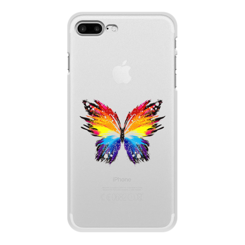Printio Чехол для iPhone 8 Plus, объёмная печать Бабочка, радуга