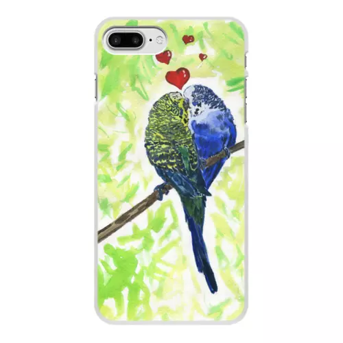 Заказать чехол для iPhone 8/8 Plus в Москве. Чехол для iPhone 8 Plus, объёмная печать Влюбленные попугайчики от Olia Shipilova - готовые дизайны и нанесение принтов.