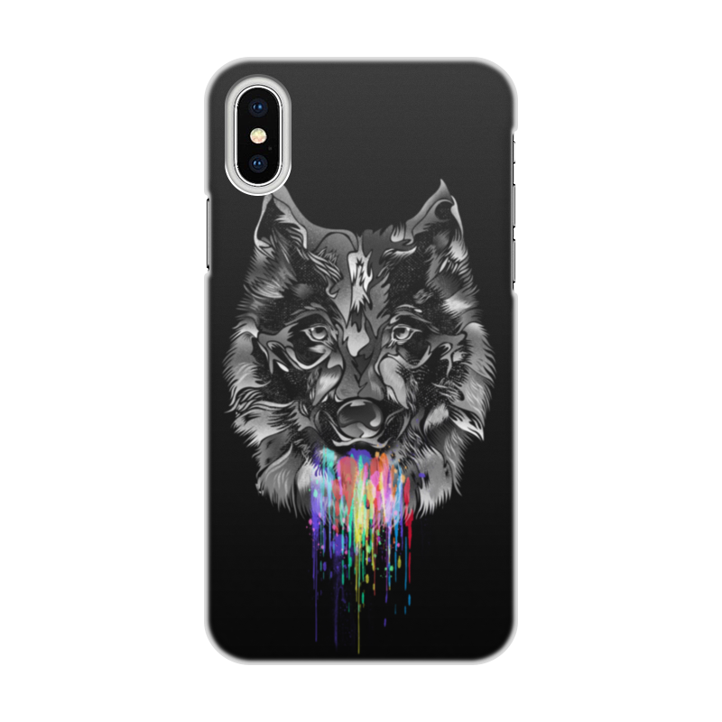 Printio Чехол для iPhone X/XS, объёмная печать Радужный волк