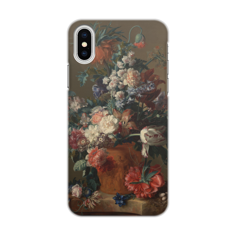 Printio Чехол для iPhone X/XS, объёмная печать Ваза с цветами (ян ван хёйсум) printio чехол для iphone x xs объёмная печать цветочный натюрморт ян ван хёйсум