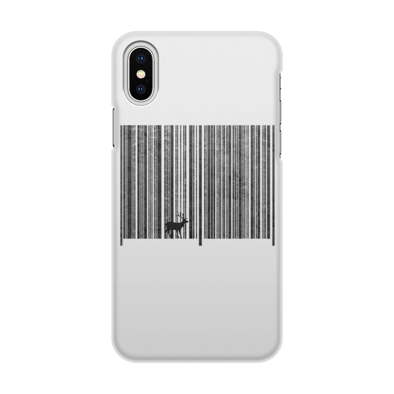 Printio Чехол для iPhone X/XS, объёмная печать Штрих код леса