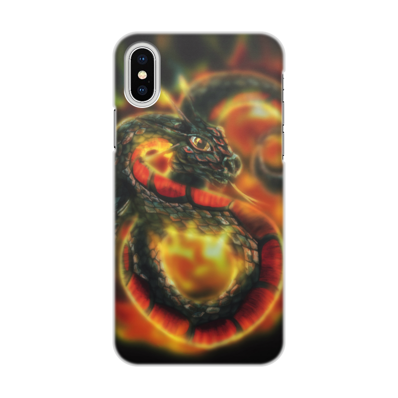 Printio Чехол для iPhone X/XS, объёмная печать Dragon fire