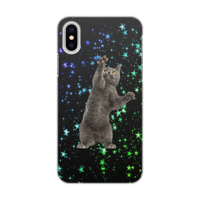 Printio Чехол для iPhone X/XS, объёмная печать кот и звезды printio чехол для iphone 6 объёмная печать кот и звезды