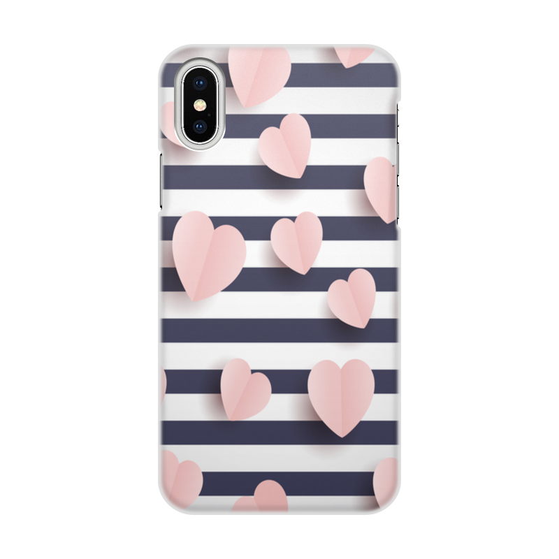 Printio Чехол для iPhone X/XS, объёмная печать Розовые сердечки силиконовый чехол на apple iphone xs x эпл айфон икс икс эс с принтом пляж и волны