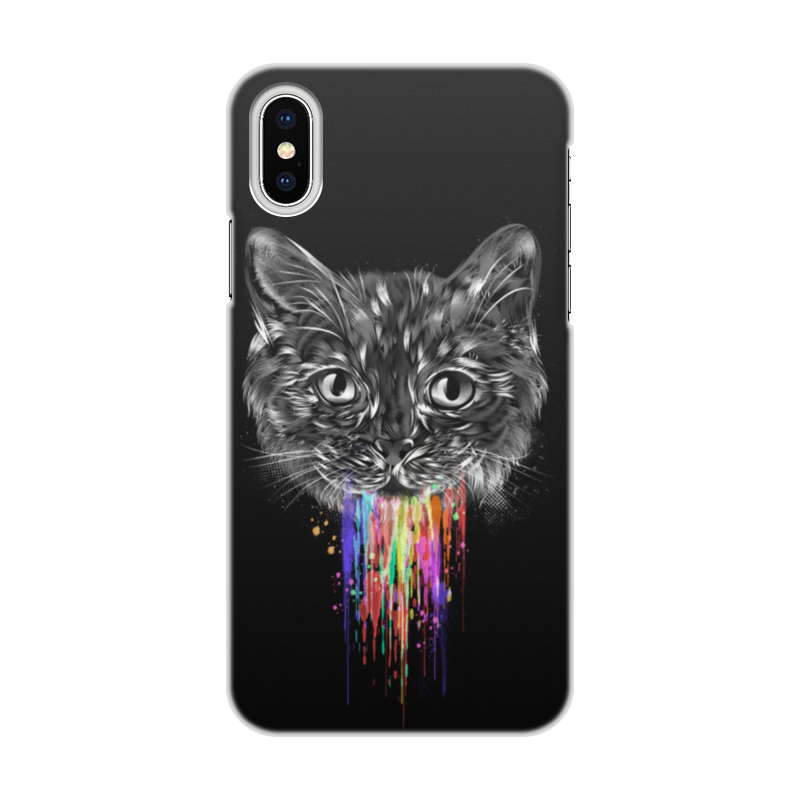 цена Printio Чехол для iPhone X/XS, объёмная печать Радужный кот