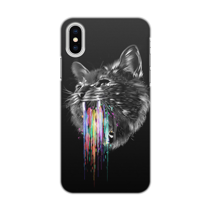 Printio Чехол для iPhone X/XS, объёмная печать Радужный кот printio чехол для iphone x xs объёмная печать радужный волк