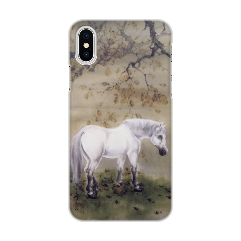 Printio Чехол для iPhone X/XS, объёмная печать Белая лошадь (гао цифэн)