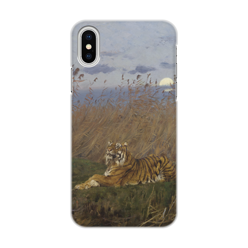 Printio Чехол для iPhone X/XS, объёмная печать Тигр среди камышей в лунном свете (вастаж геза) printio чехол для iphone 7 объёмная печать тигр среди камышей в лунном свете вастаж геза
