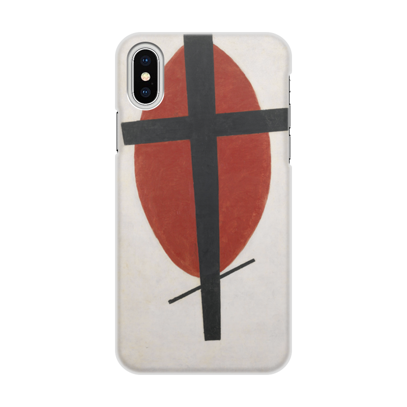 Printio Чехол для iPhone X/XS, объёмная печать Супрематизм (черный крест на красном овале)