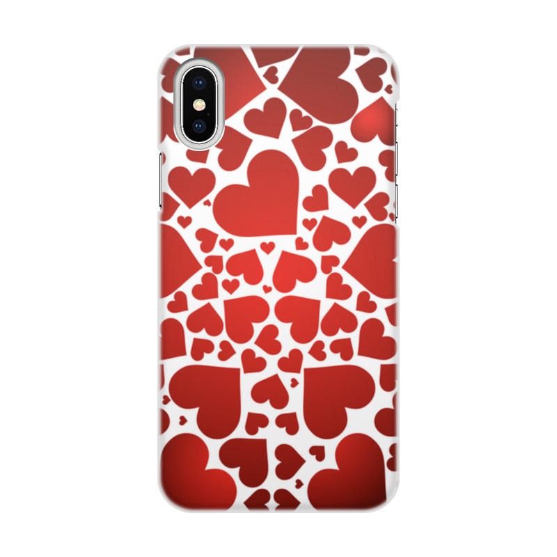 Printio Чехол для iPhone X/XS, объёмная печать Сердечки