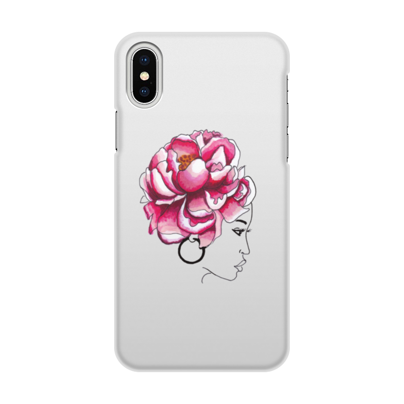 Printio Чехол для iPhone X/XS, объёмная печать Девушка с пионом printio чехол для iphone x xs объёмная печать цветок лотоса