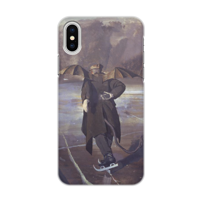 Printio Чехол для iPhone X/XS, объёмная печать Дьявол скользит на коньках по замершему аду
