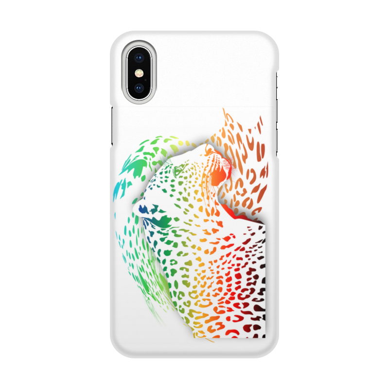 Printio Чехол для iPhone X/XS, объёмная печать Радужный леопард