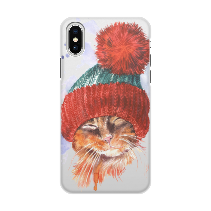 Printio Чехол для iPhone X/XS, объёмная печать Зимний кот