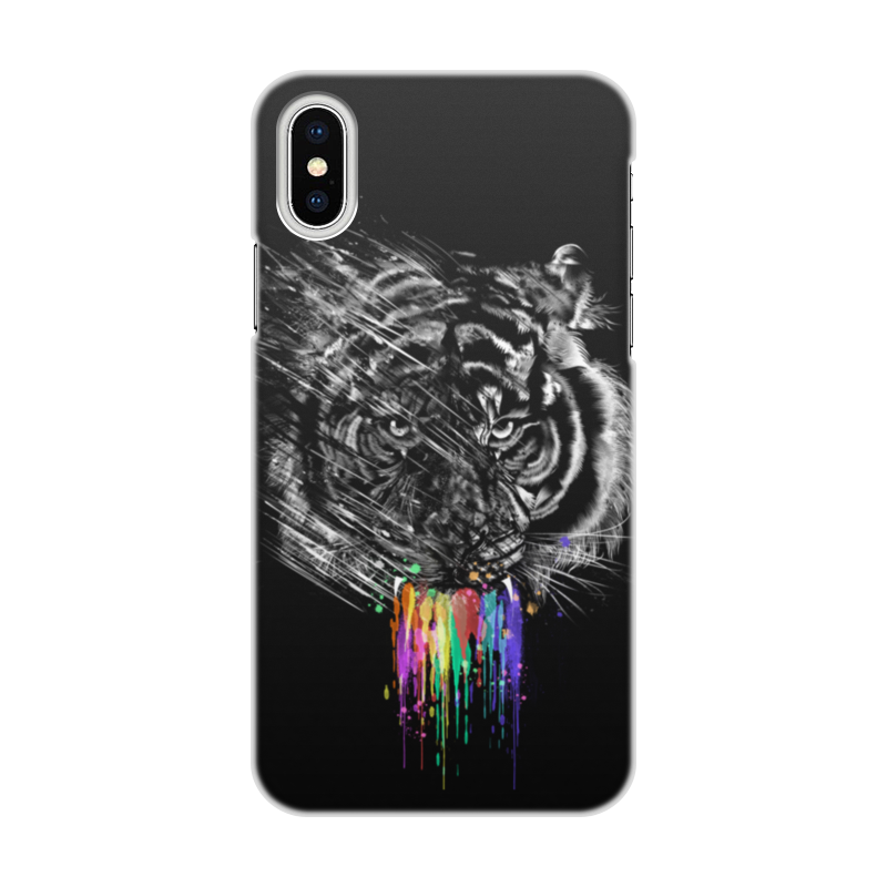 Printio Чехол для iPhone X/XS, объёмная печать Радужный тигр printio чехол для iphone x xs объёмная печать радужный волк