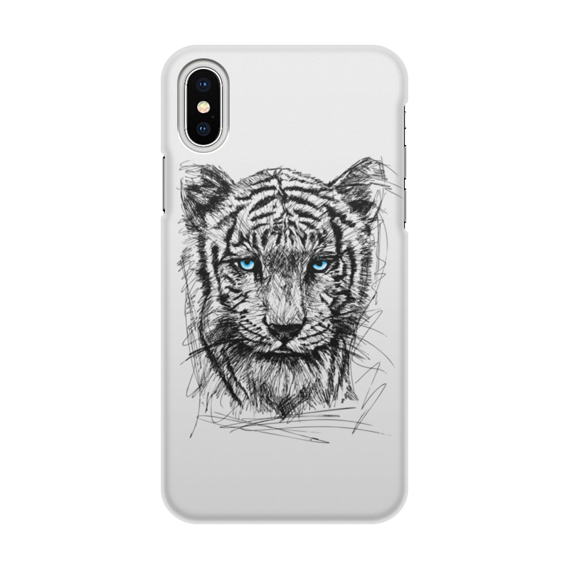 Printio Чехол для iPhone X/XS, объёмная печать Белый тигр