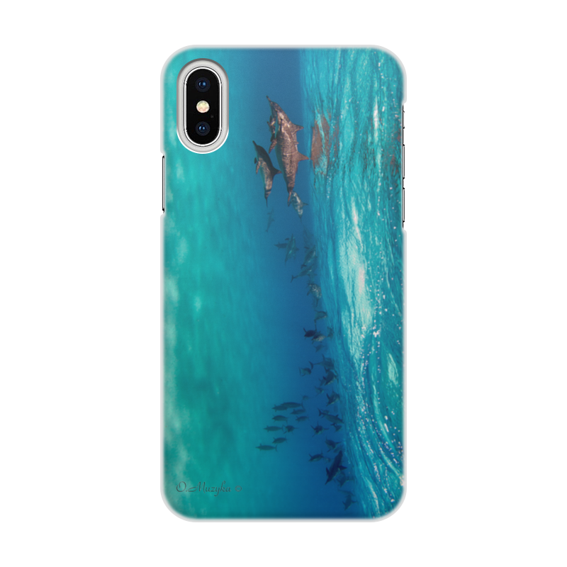 Printio Чехол для iPhone X/XS, объёмная печать Стая дельфинов