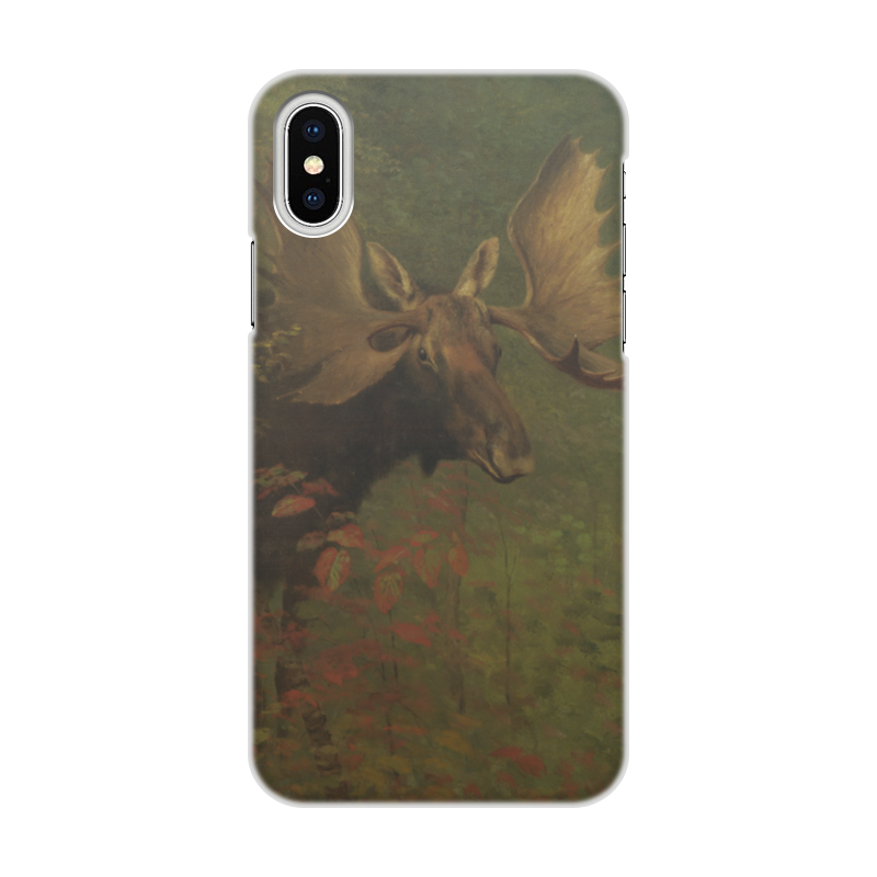 Printio Чехол для iPhone X/XS, объёмная печать Study of a moose (альберт бирштадт)