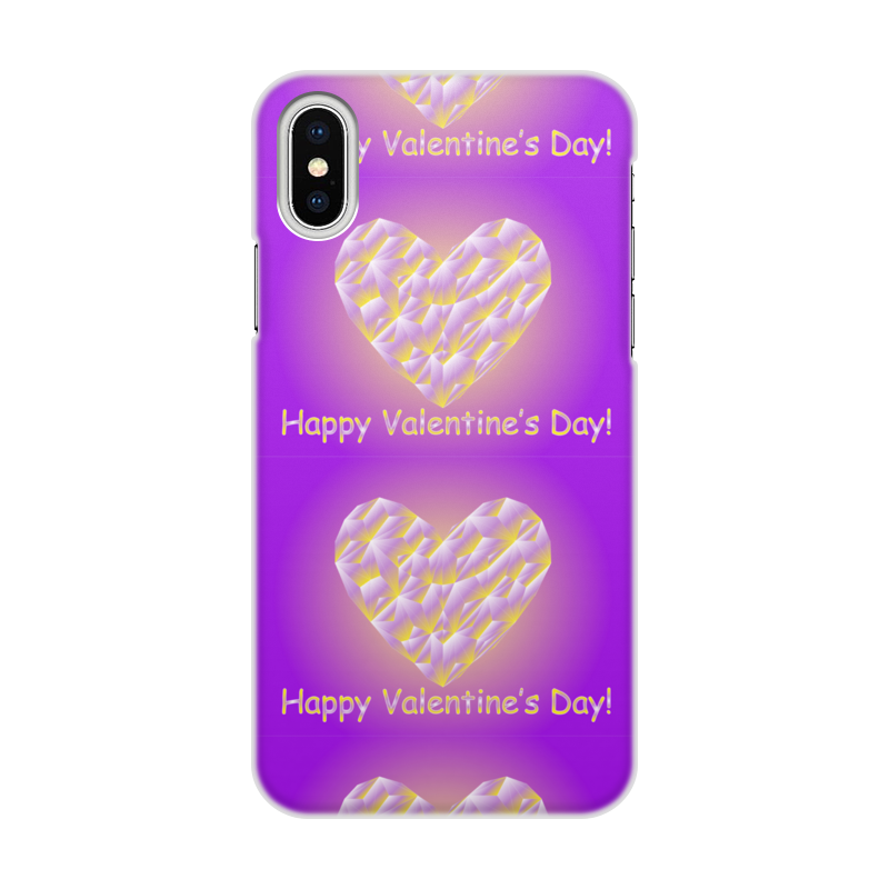 Printio Чехол для iPhone X/XS, объёмная печать low poly heart пиксельные сердца 8 бит 1405147 xs белый